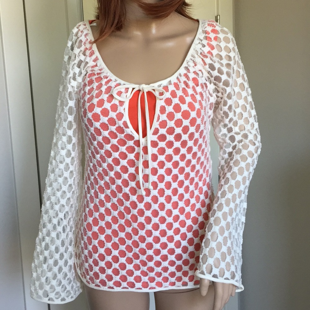 Trina Turk Bell Sleeve Top/Suit Cover Up Med - Picture 3 of 8